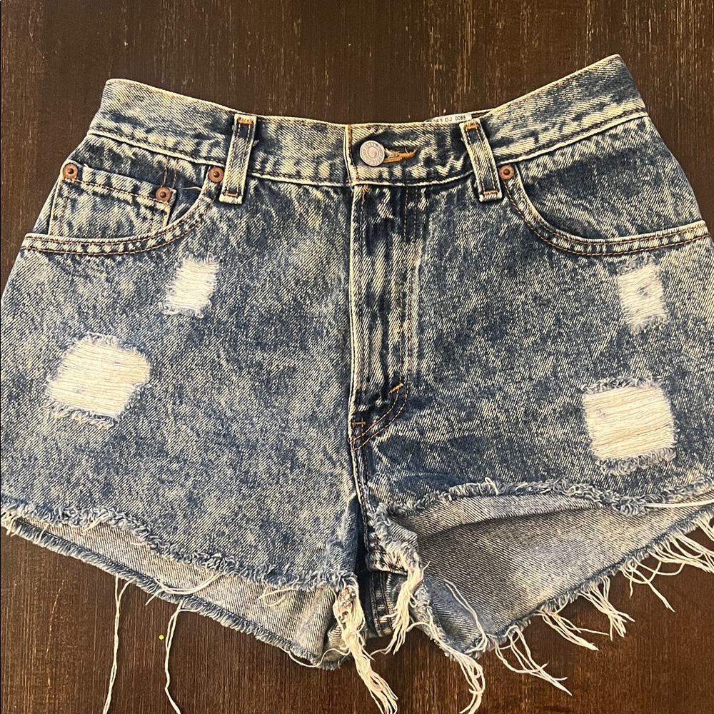 Levi's Blue Distressed Jean Shorts